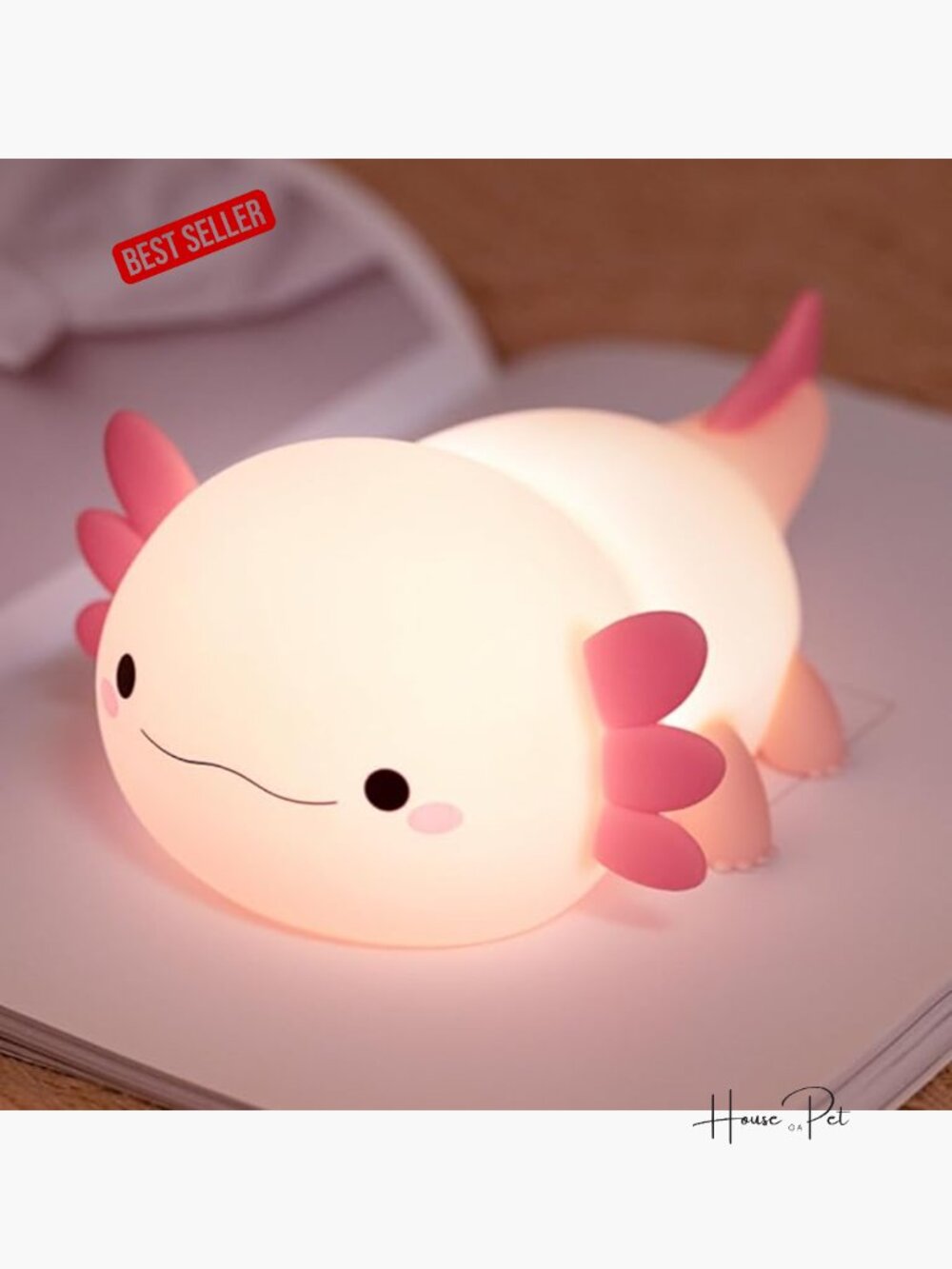 Squishy Axolotl Night Light, Rechargeable Touch Lamp, Soft Silicone Cute Decor